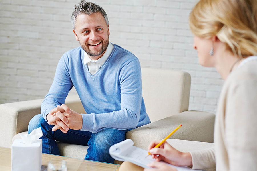 Adult male undergoing CBT treatment. Adult male undergoing CBT treatment.
