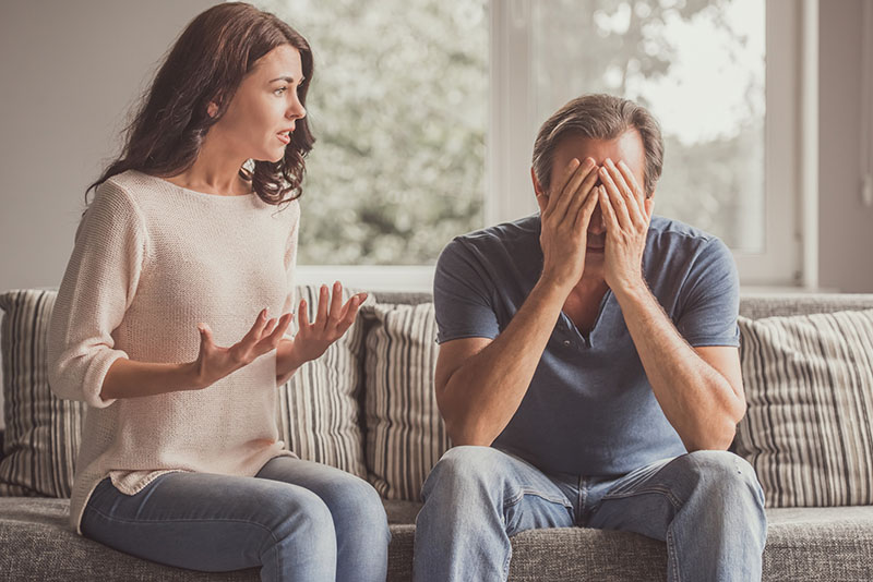 Couple fighting. The three C's of Al Anon provide support to people affected by someone else's drinking.