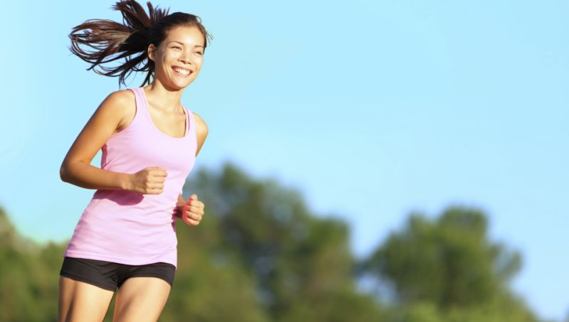 Healthy young lady running concept image for the connection between physical mental health