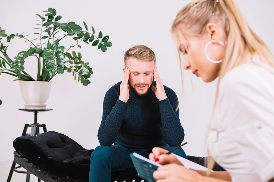 Therapists guiding her patient on how to regulate emotions concept image for DBT mindfulness