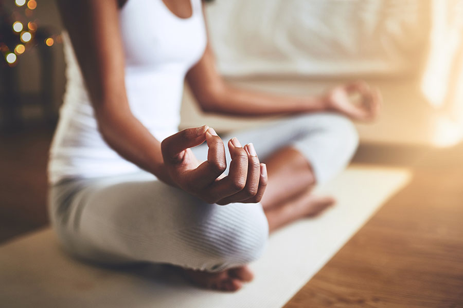 Young lady meditating concept for meditation for mental health