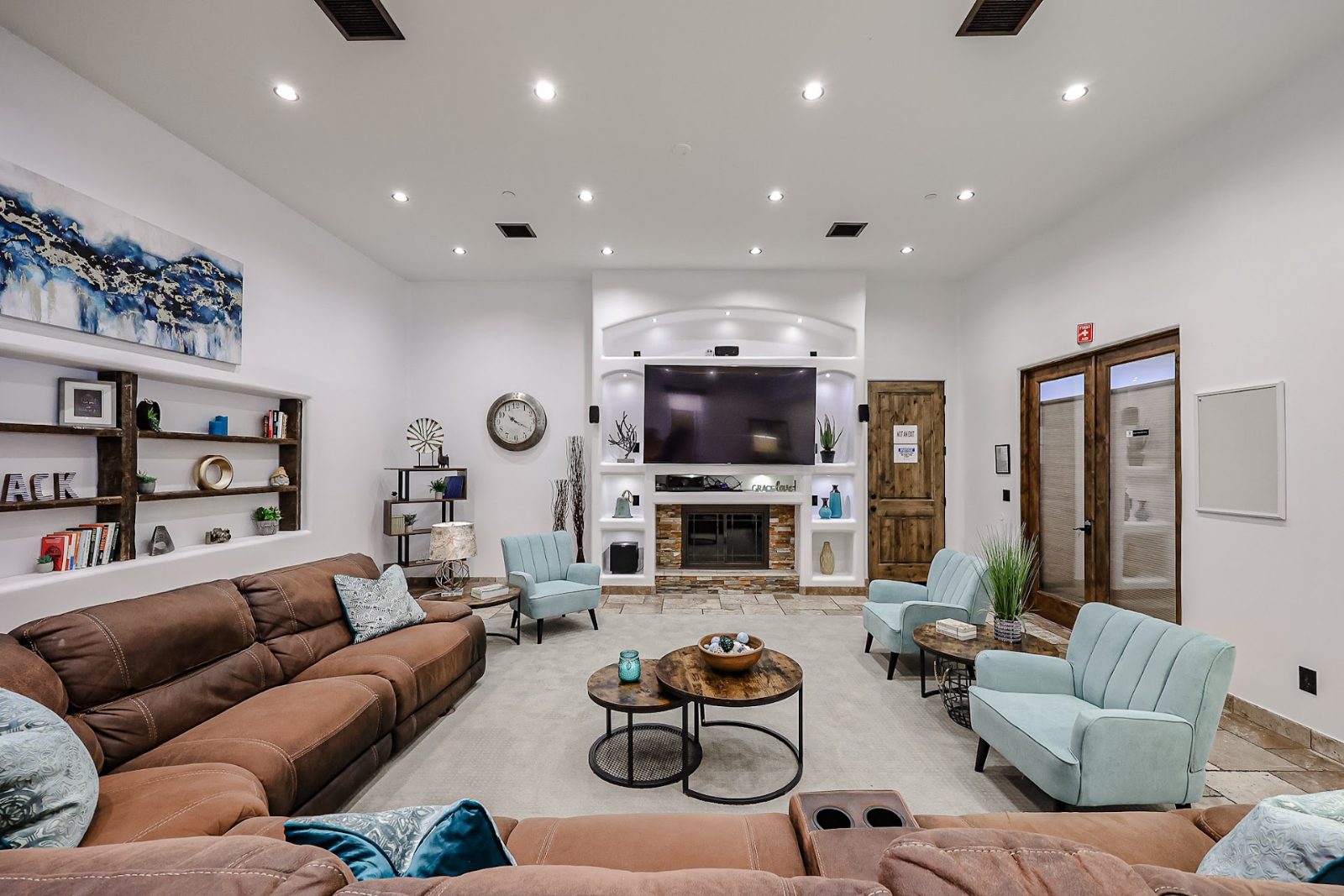 peoria residence living room Living room at the Camelback Recovery residence in Peoria